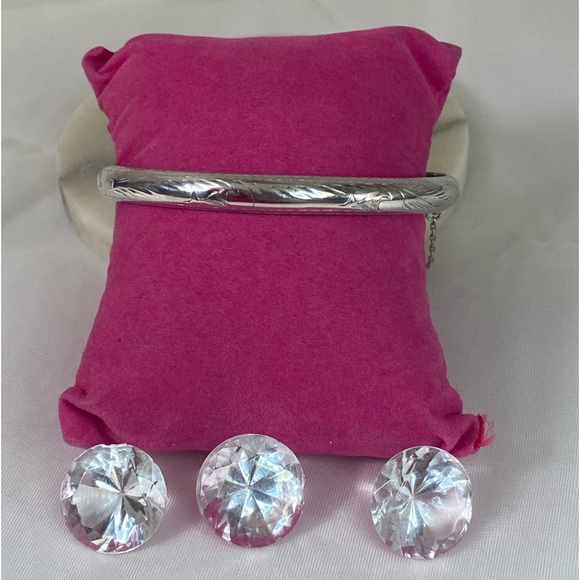925 STERLING SILVER VINTAGE etched bangle bracelet - Picture 5 of 11